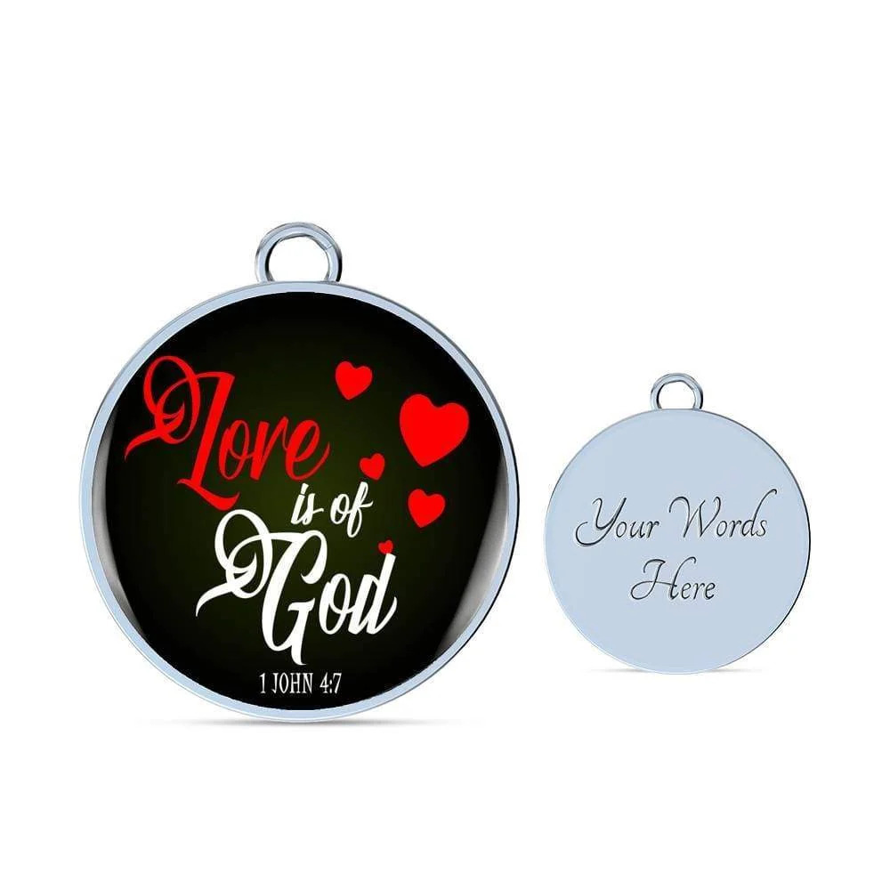 Love Is Of God 1 John 4:7 Personalized Engraved Silver Circle Bangle Bracelet